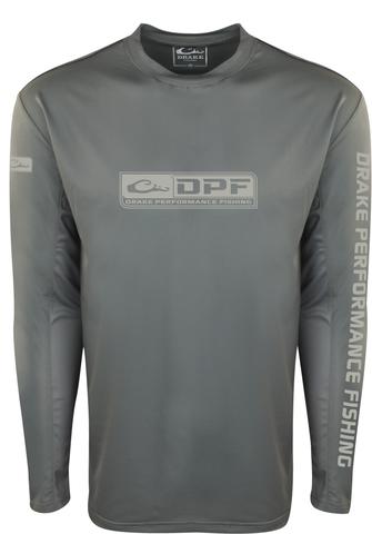 Drake Performance Fishing Shield4 Arched Mesh Back UPF 50+ Crew L/S Shirt #DPF1200