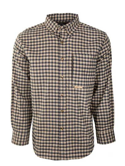 Drake Waterfowl Brushed Twill Shirt Navy/Cream Plaid #DS2180-NCP