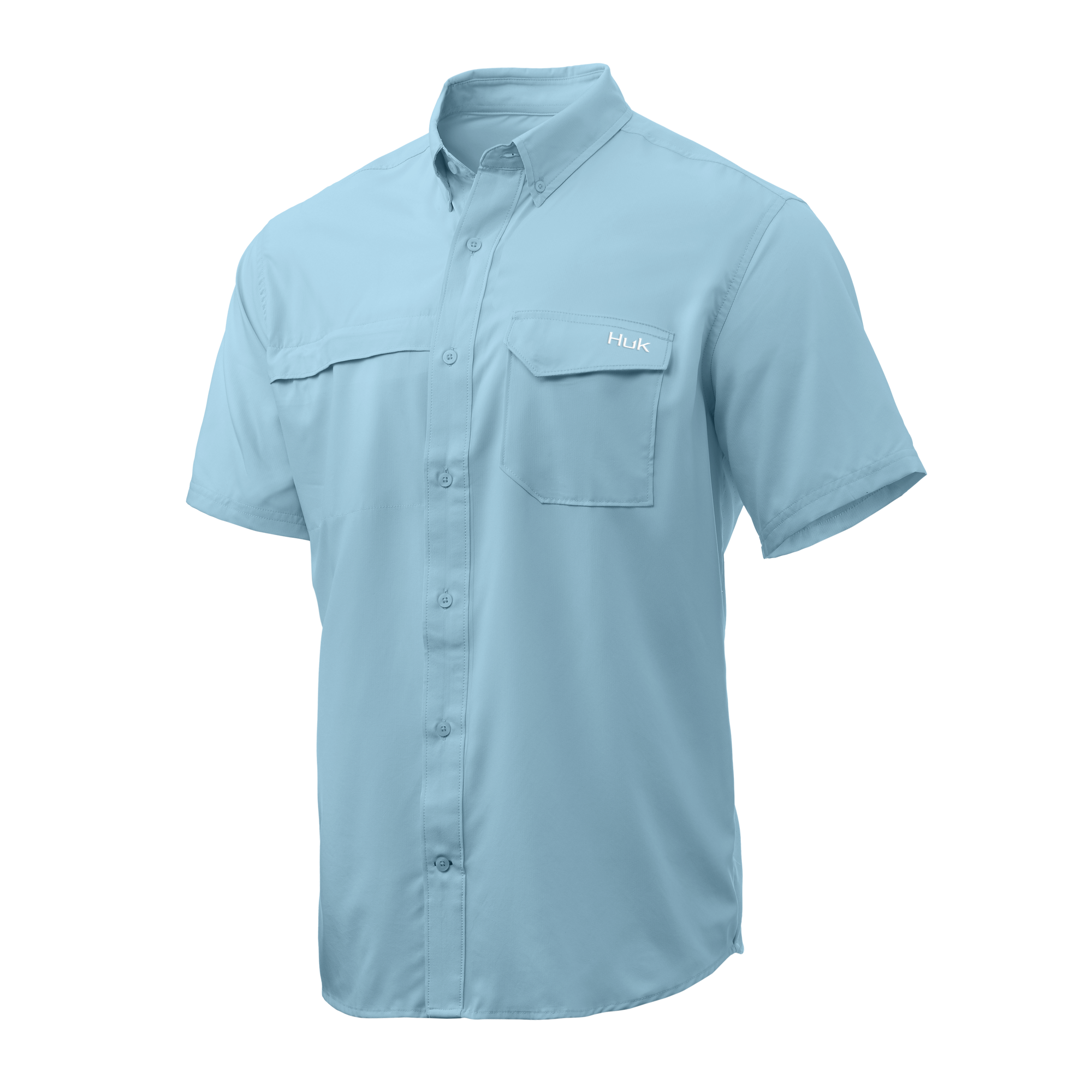 Huk Men's Tide Point Solid Woven Button Down Short Sleeve Shirt #H1500103 -  Dunns Sporting Goods