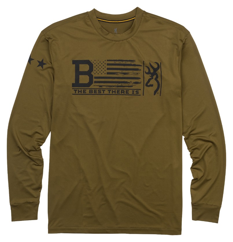 Browning Men's Graphic Long Sleeve Military Green Sun Shirt #30117964 ...