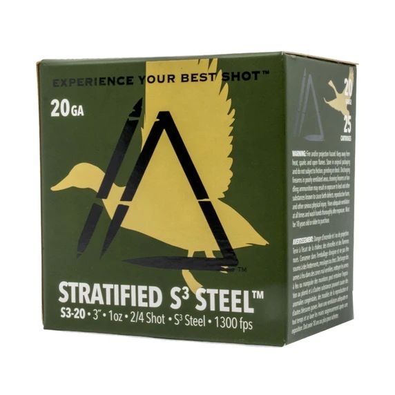 20 Gauge 2/4 Shot 3" 1oz 1300FPS Stratified S3 Loads, Case of 200